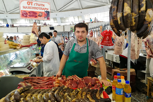 Meat shot in a market of Uzbekistan