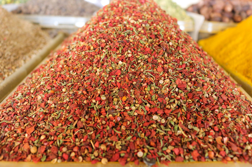 Dried flower tea in a market of Uzbekistan
