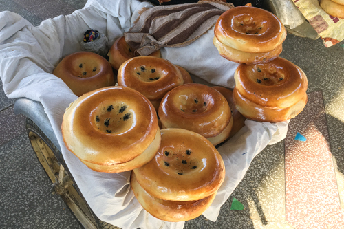Beautiful naan in a market of Uzbekistan