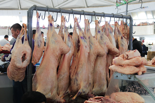 Lamb meat in a market of Uzbekistan