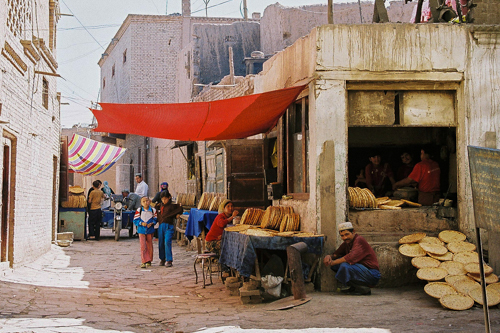 Bakery shop in historic Uyghur town